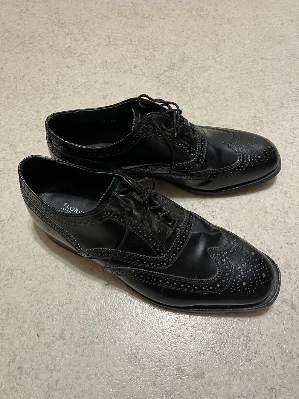 Florsheim Black Leather Brogue Wingtip Oxfords